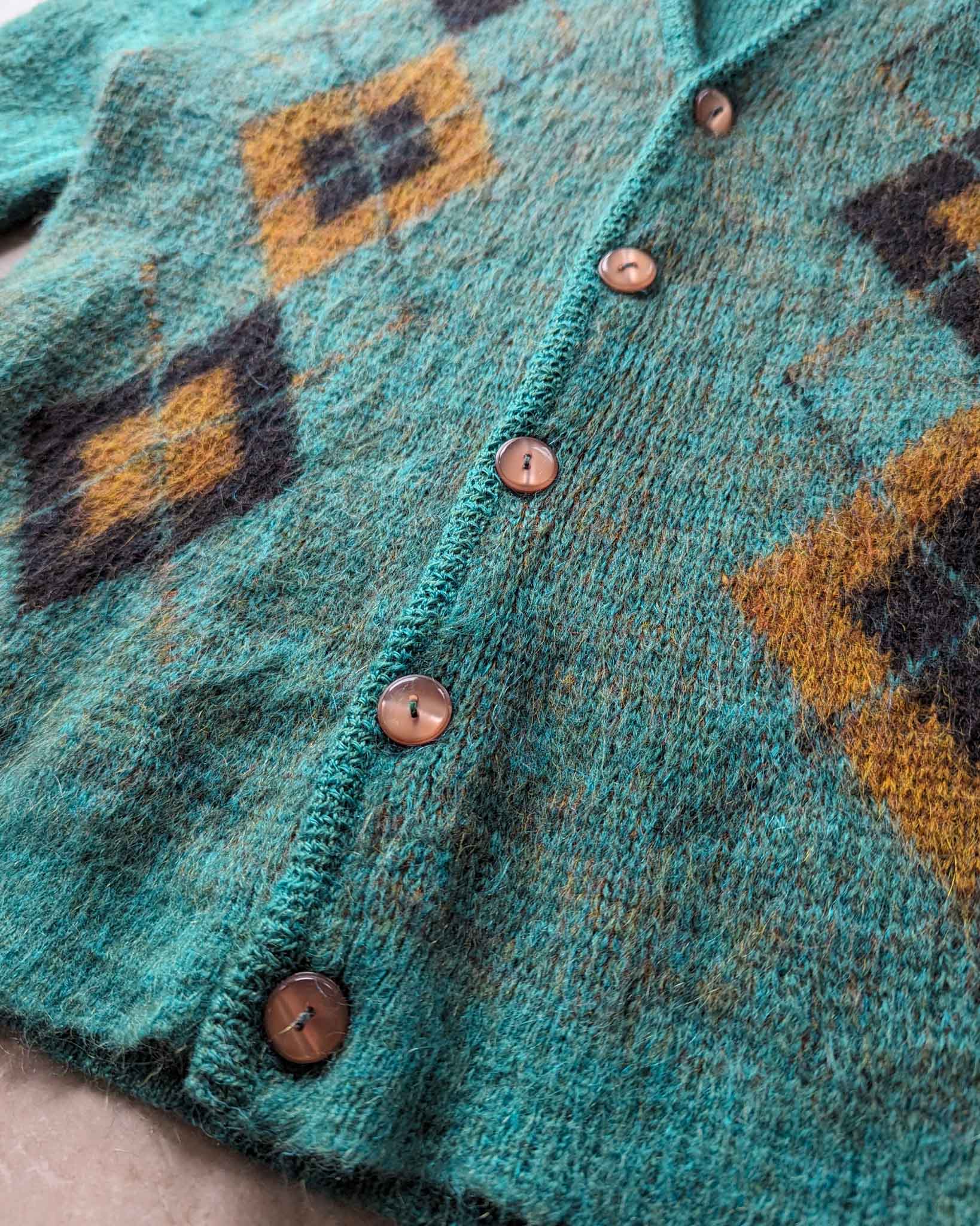 60s Argyle Mohair Cardigan - Lucky Vintage