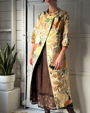 60s Silk Brocade Cranes Jacket | M-L