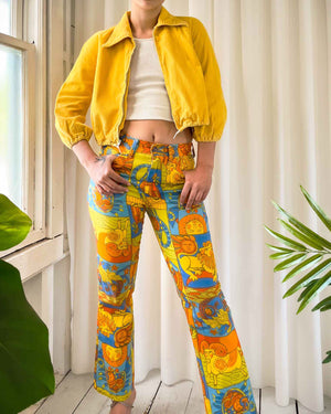 60s Zodiac Print Pants | S