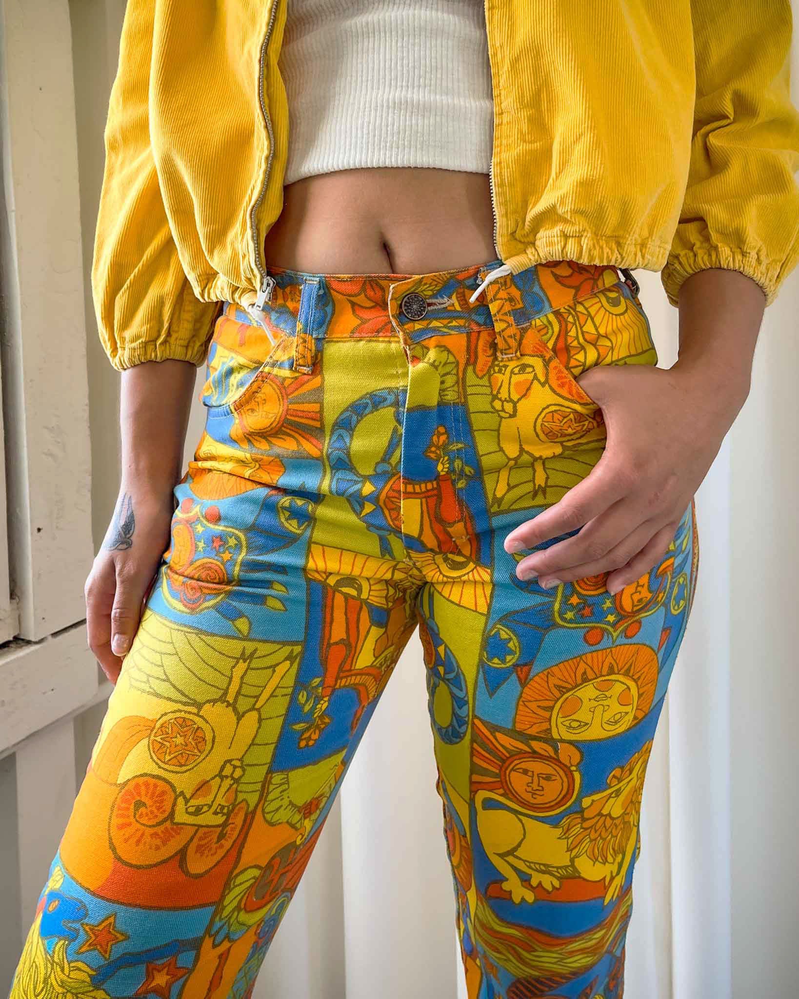 60s Zodiac Print Pants | S