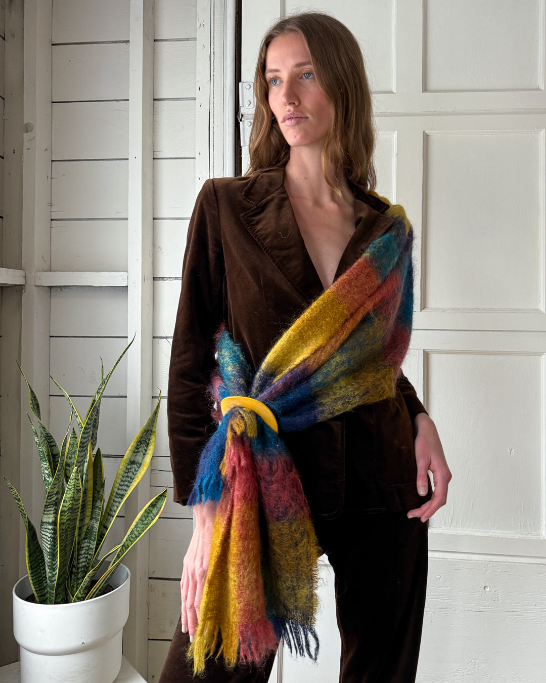 60s Plaid Mohair Scarf