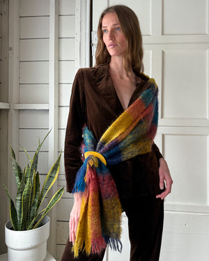 60s Plaid Mohair Scarf