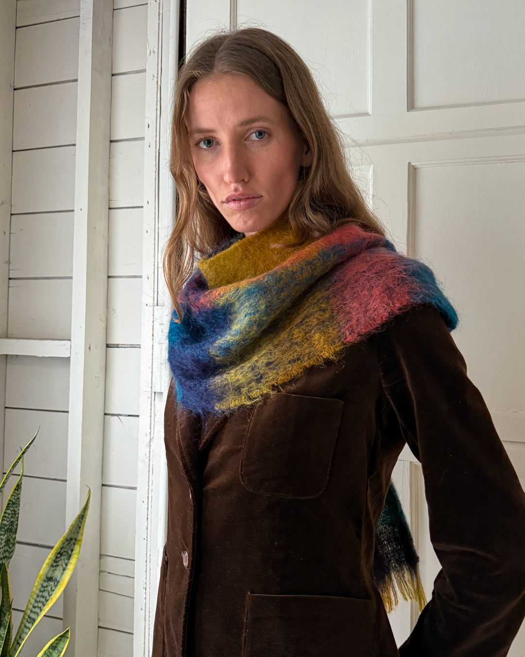 60s Plaid Mohair Scarf