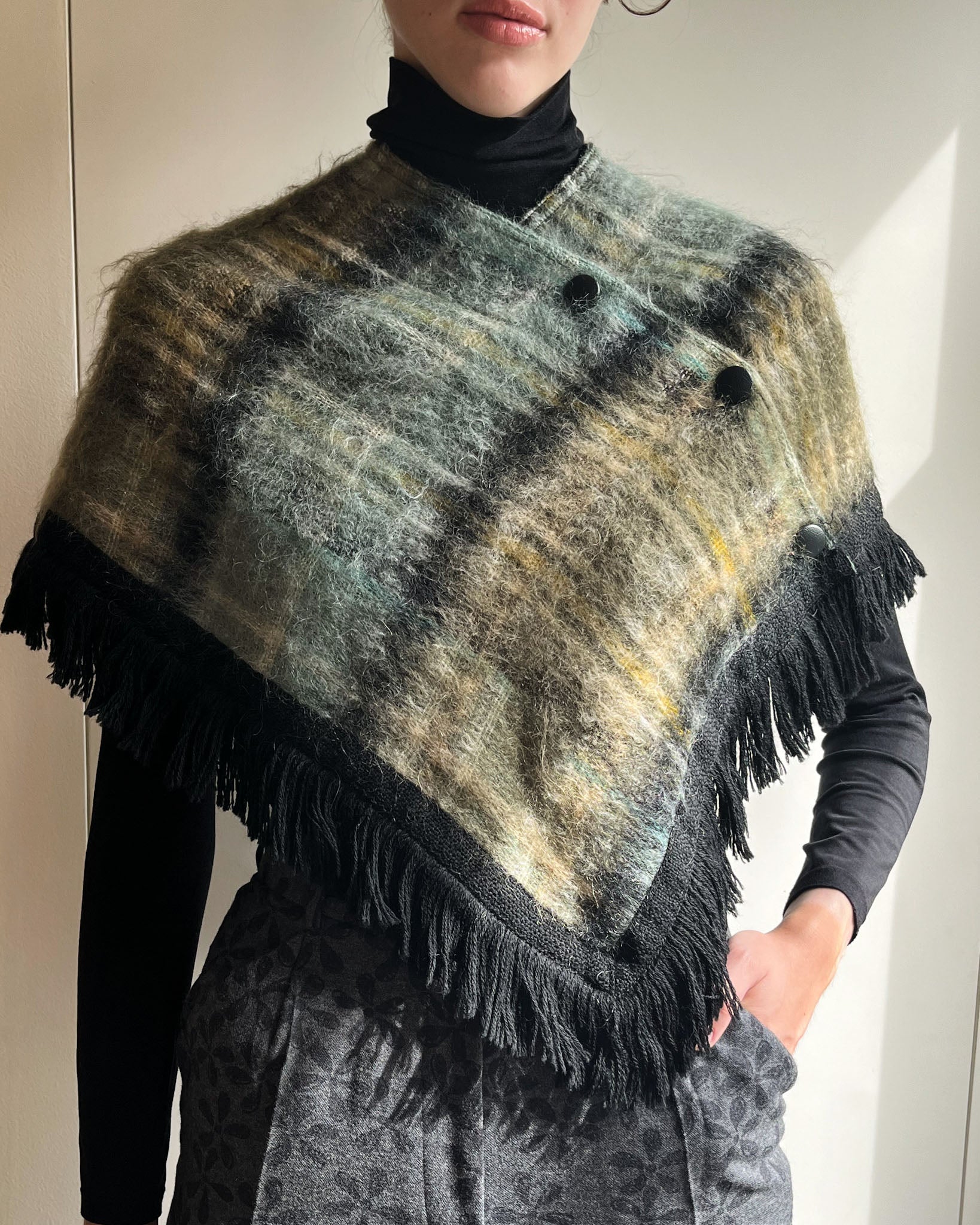 60s Mohair Tartan Capelet | XS-L