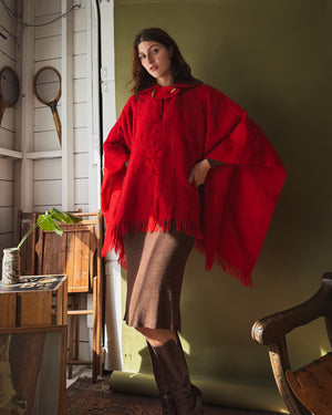 60s Chilean Mohair Poncho | OS