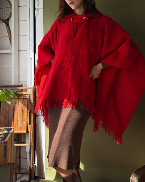 60s Chilean Mohair Poncho | OS