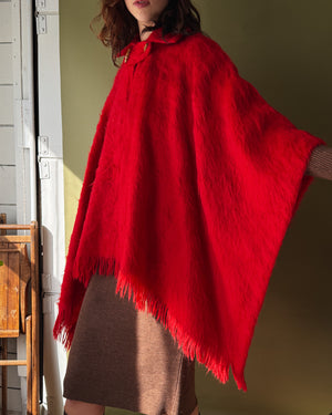 60s Chilean Mohair Poncho | OS