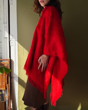60s Chilean Mohair Poncho | OS