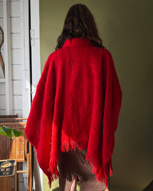 60s Chilean Mohair Poncho | OS
