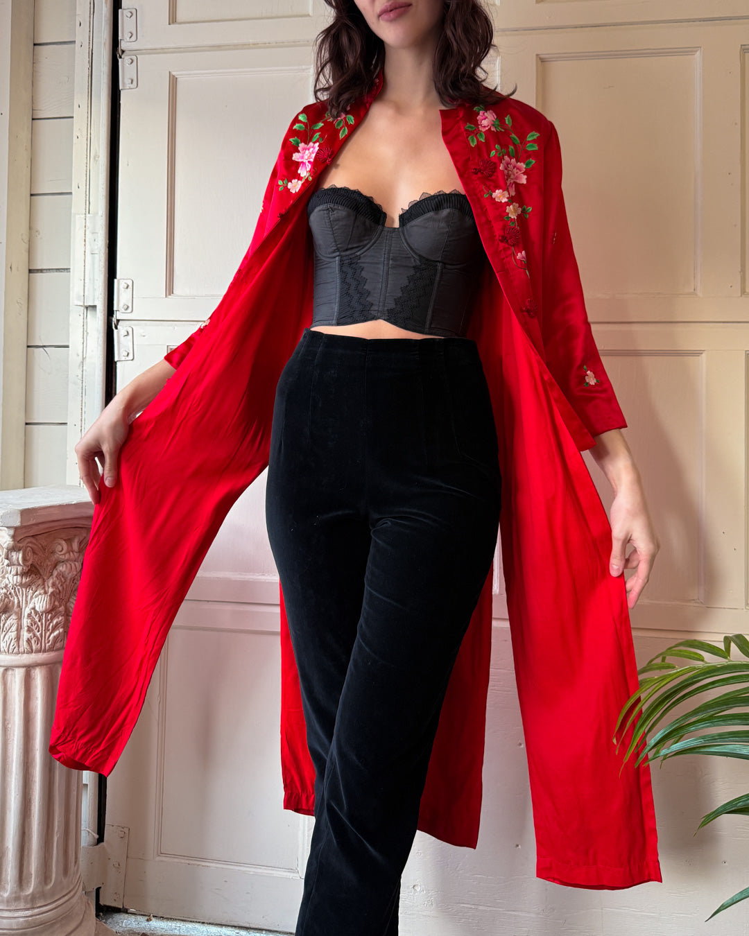 60s Embroidered Silk Jacket | XS