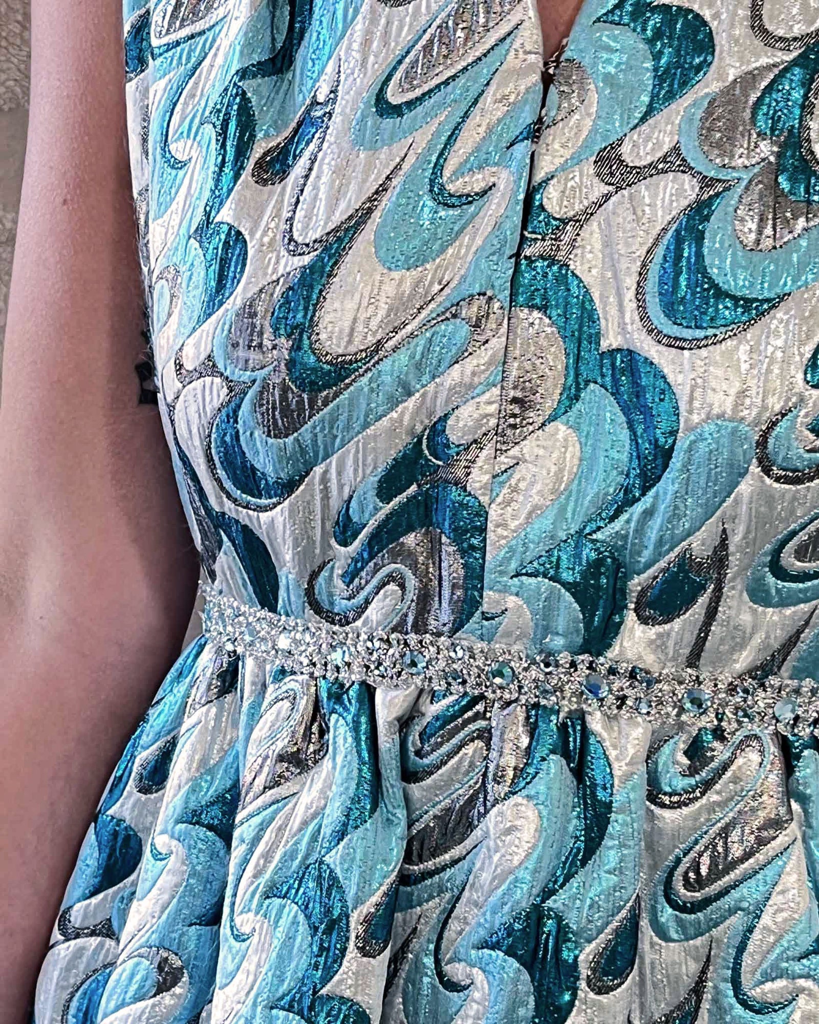 60s Victor Costa Metallic Dress | M