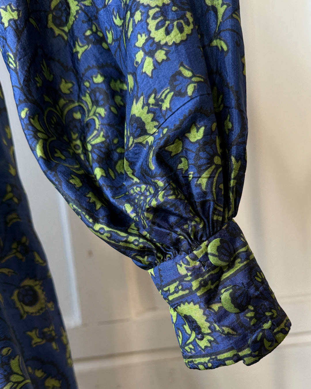 60s Silk Block Print Maxi Dress | S 60s Silk Block Print Maxi Dress | S