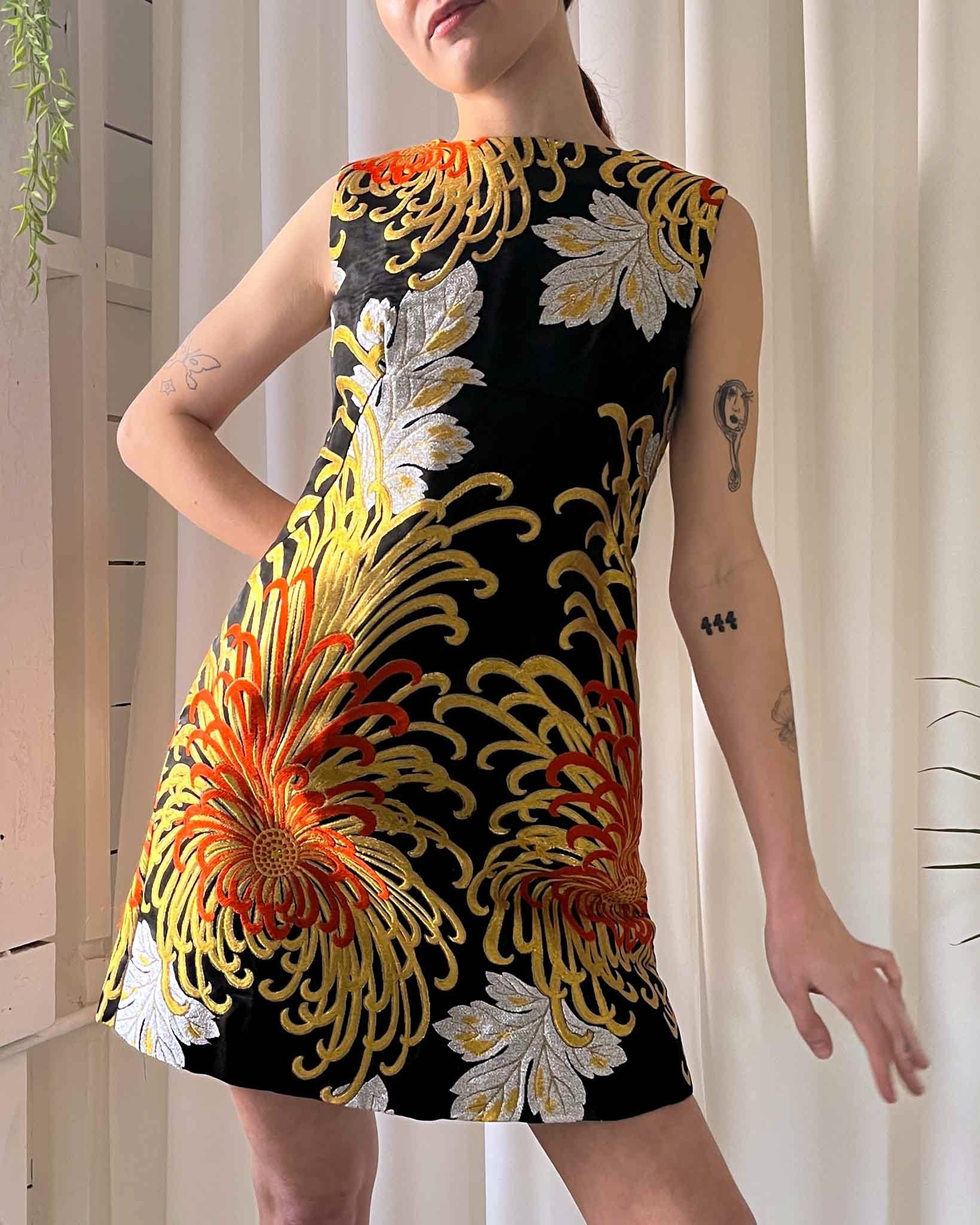 60s Metallic Silk Brocade Dress | XS - Lucky Vintage 60s Metallic Silk Brocade Dress | XS - Lucky Vintage