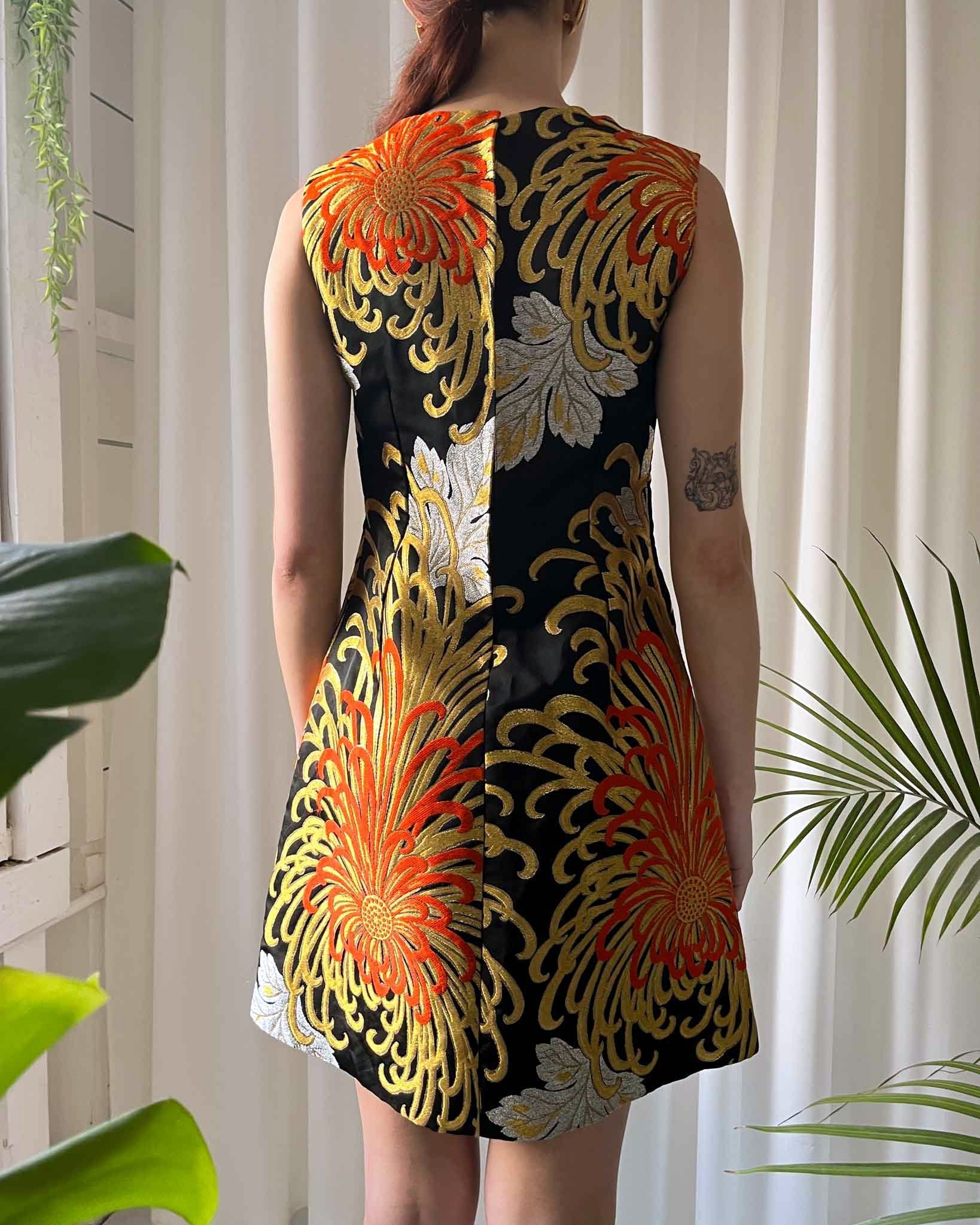 60s Metallic Silk Brocade Dress | XS - Lucky Vintage 60s Metallic Silk Brocade Dress | XS - Lucky Vintage