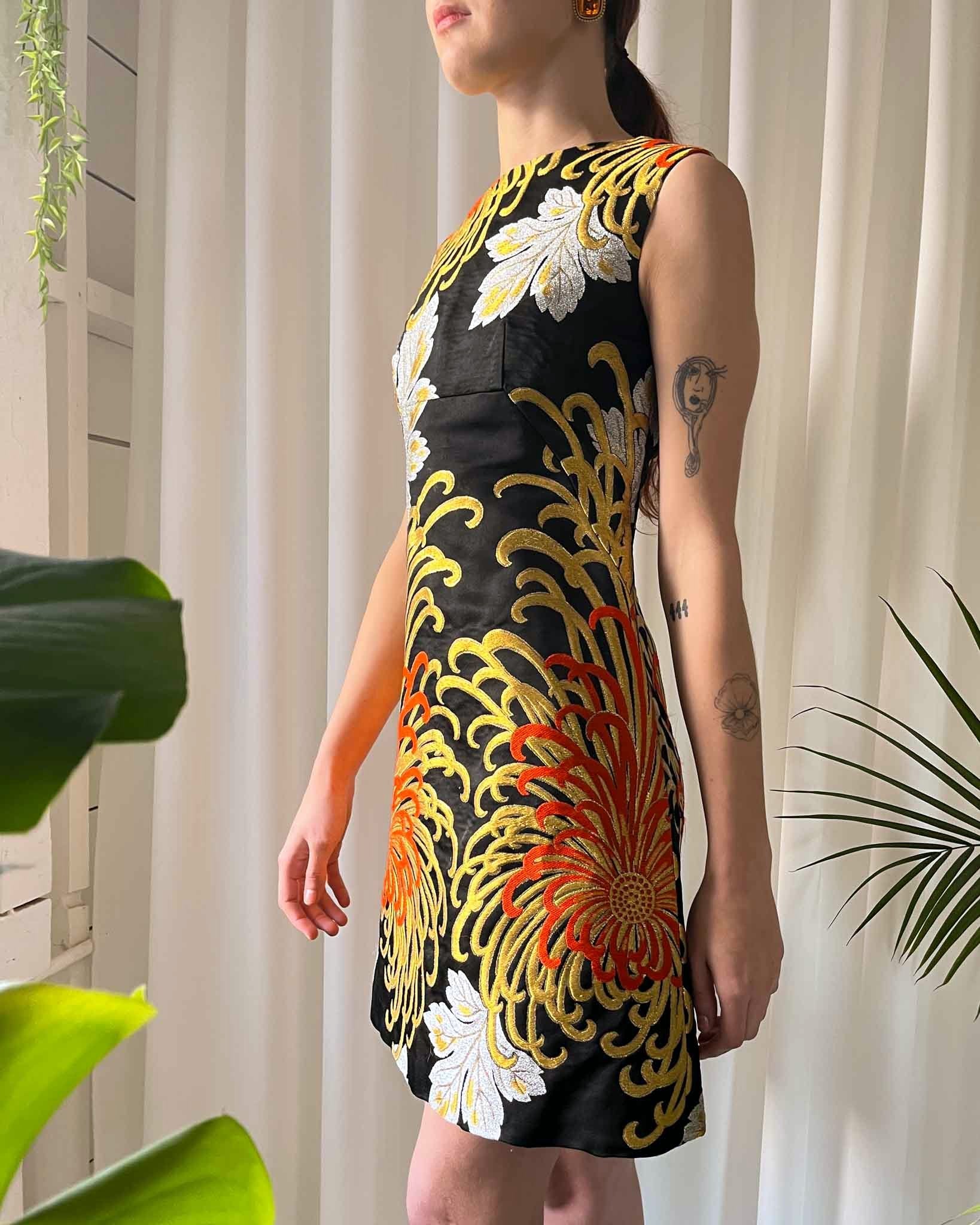 60s Metallic Silk Brocade Dress | XS - Lucky Vintage 60s Metallic Silk Brocade Dress | XS - Lucky Vintage