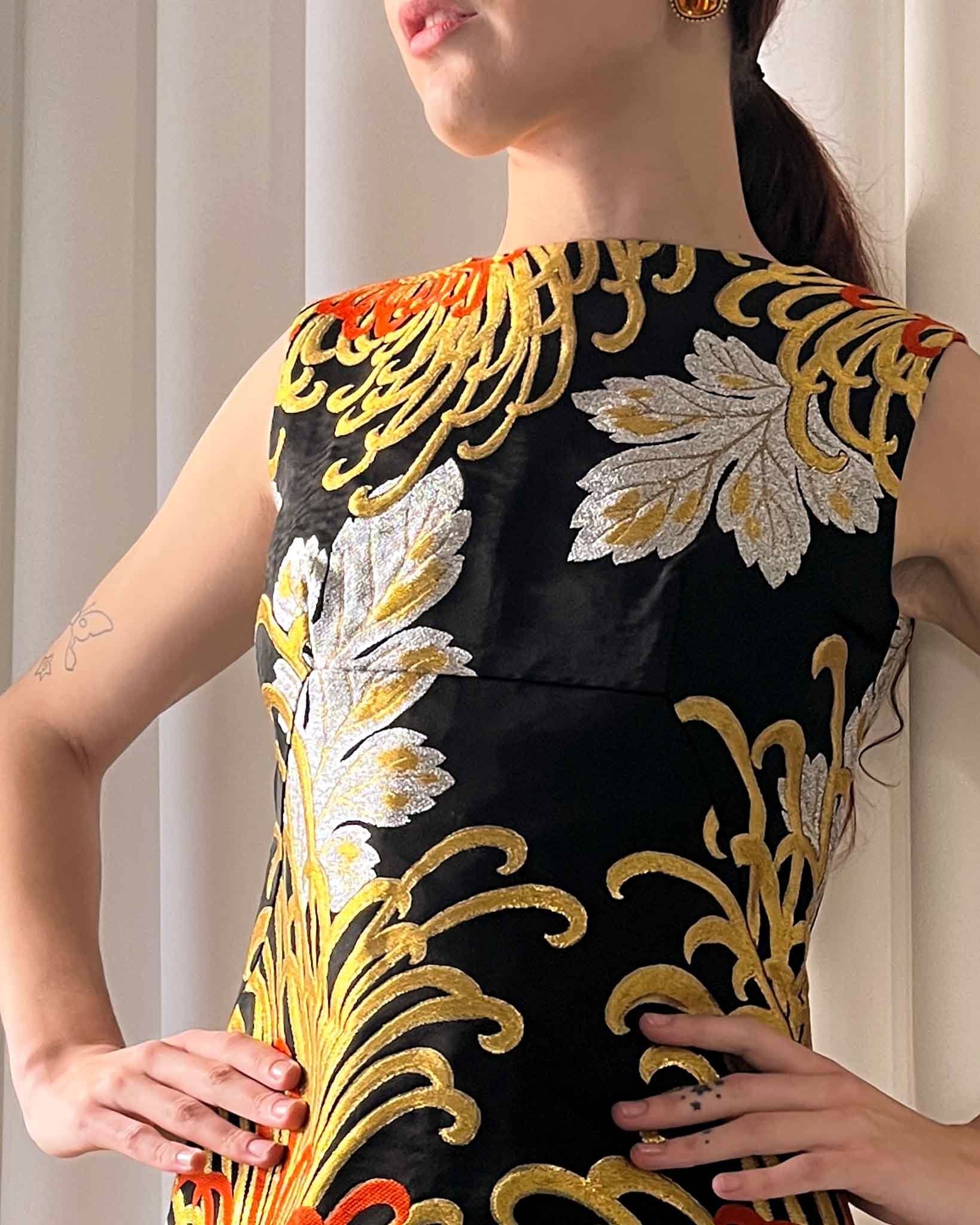 60s Metallic Silk Brocade Dress | XS - Lucky Vintage 60s Metallic Silk Brocade Dress | XS - Lucky Vintage