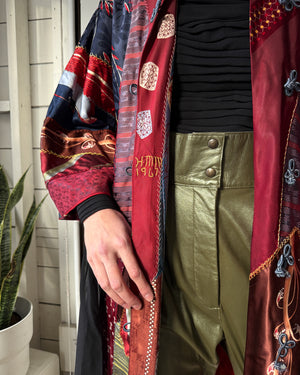 60s Silk Tie Patchwork Jacket | L