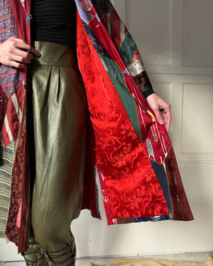 60s Silk Tie Patchwork Jacket | L