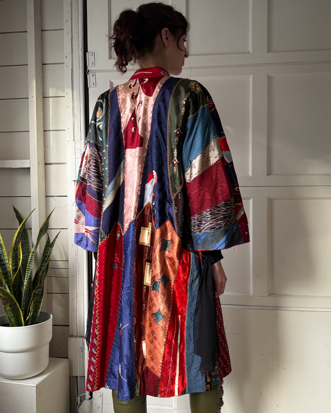 60s Silk Tie Patchwork Jacket | L