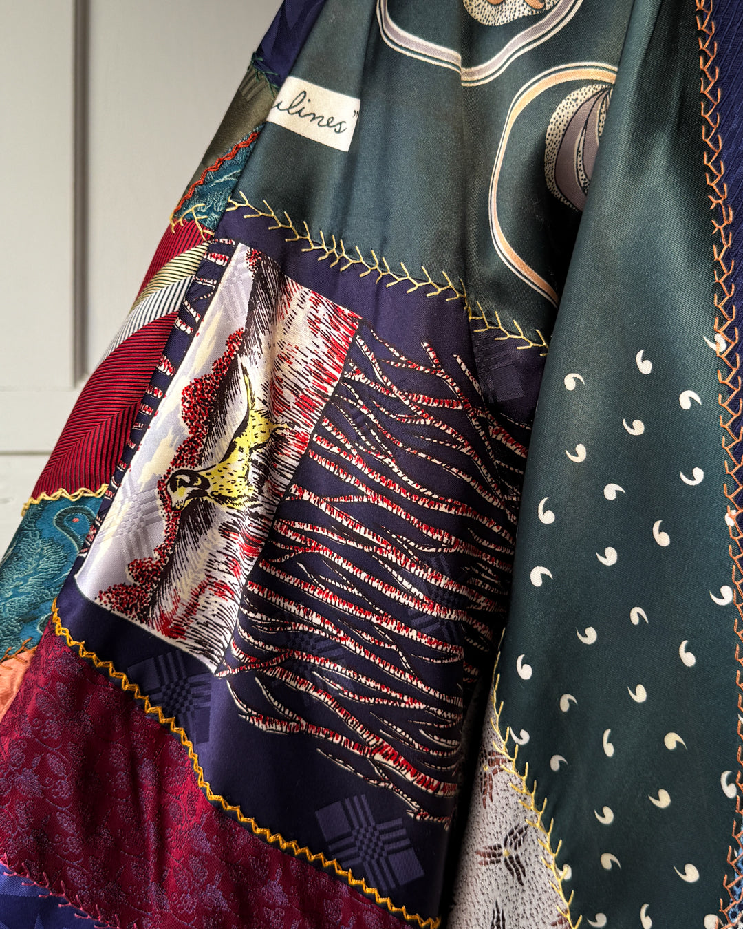 60s Silk Tie Patchwork Jacket | L