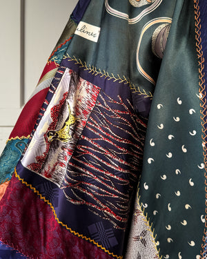 60s Silk Tie Patchwork Jacket | L