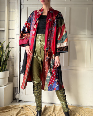 60s Silk Tie Patchwork Jacket | L