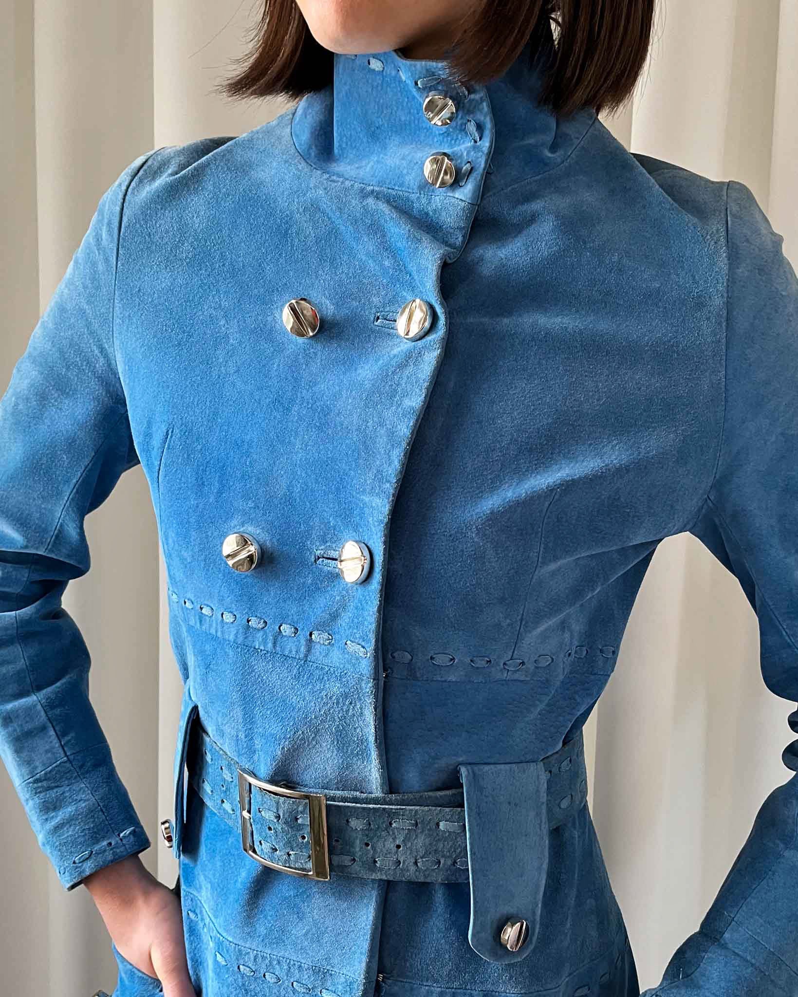 60s Sky Blue Suede Jacket
