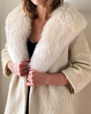 60s Fox Fur Collar Coat | S-M