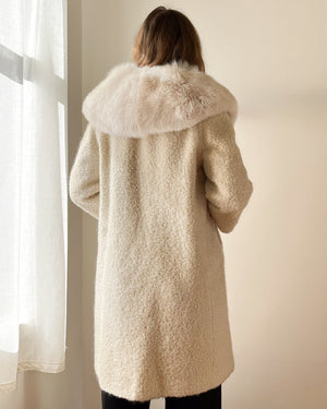 60s Fox Fur Collar Coat | S-M