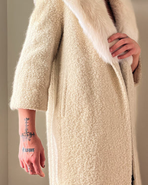 60s Fox Fur Collar Coat | S-M