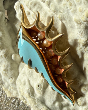 1965 Trifari Enamel Seashell Brooch