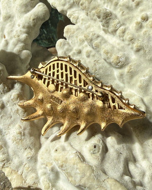 1965 Trifari Enamel Seashell Brooch