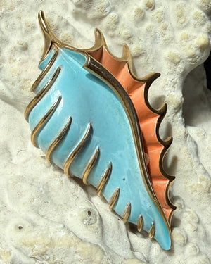 1965 Trifari Enamel Seashell Brooch