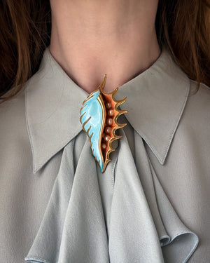 1965 Trifari Enamel Seashell Brooch