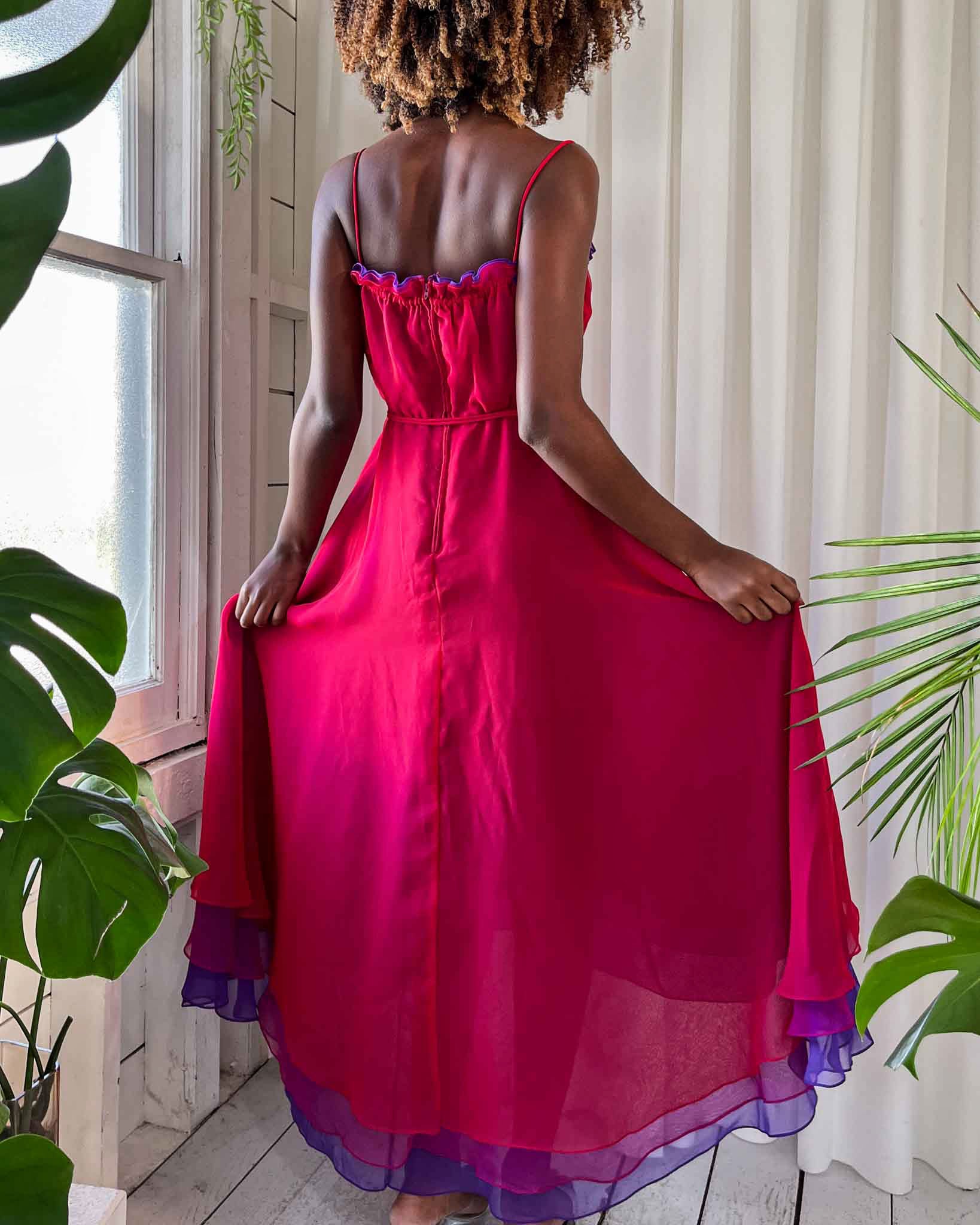 chiffon dress xs Deep Green Chiffon Maxi Dress Elegant V-Neck Empire Gown