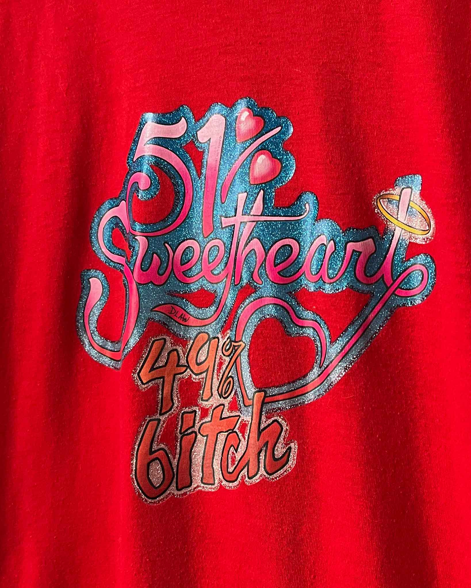 70s 51% Sweetheart Glitter Graphic T-shirt - Lucky Vintage