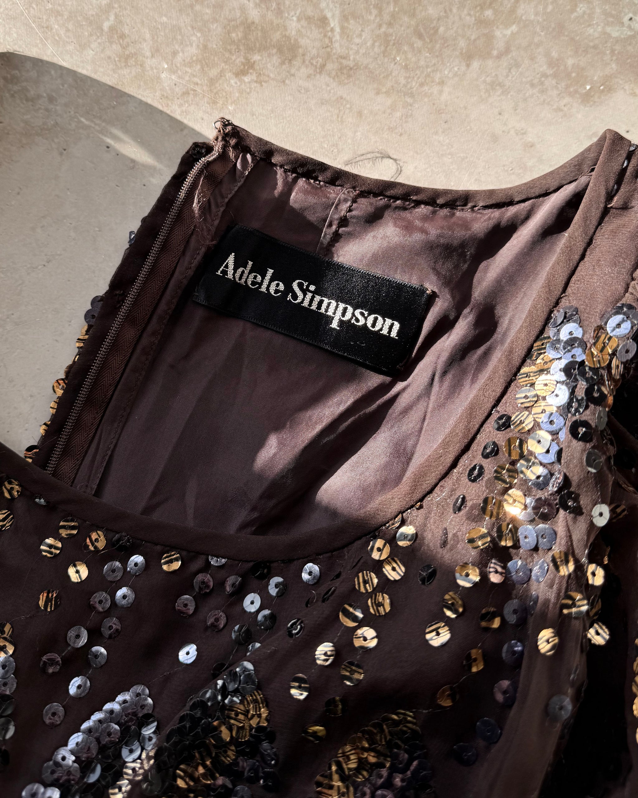 70s Adele Simpson Copper Sequin Gown | M - Lucky Vintage 70s Adele Simpson Copper Sequin Gown | M - Lucky Vintage