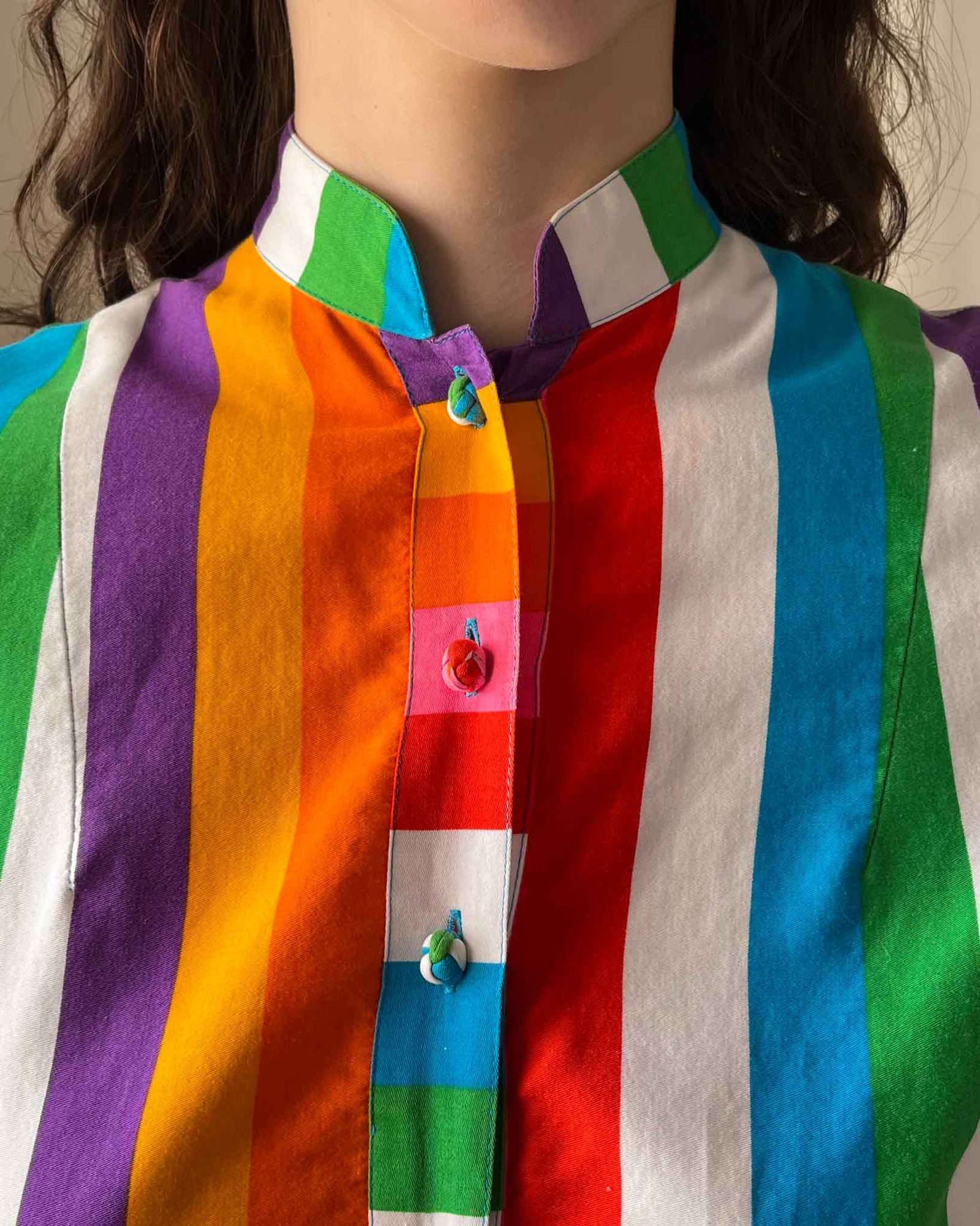 70s Catherine Ogust Rainbow Dress | S-M