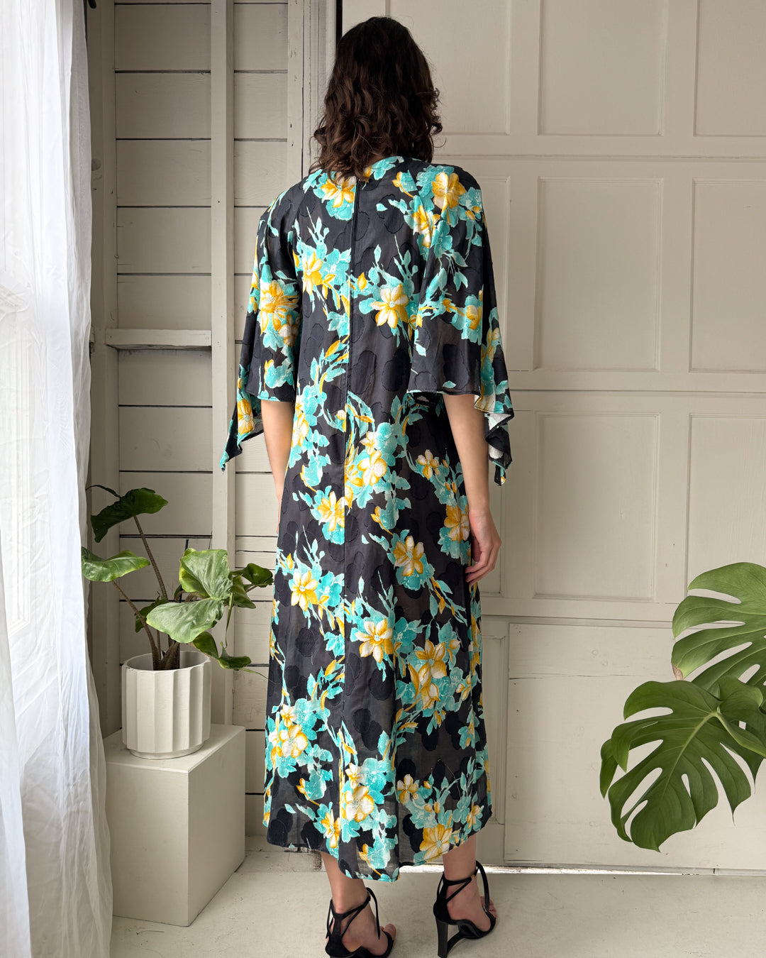 70s David Brown Caftan Dress | S