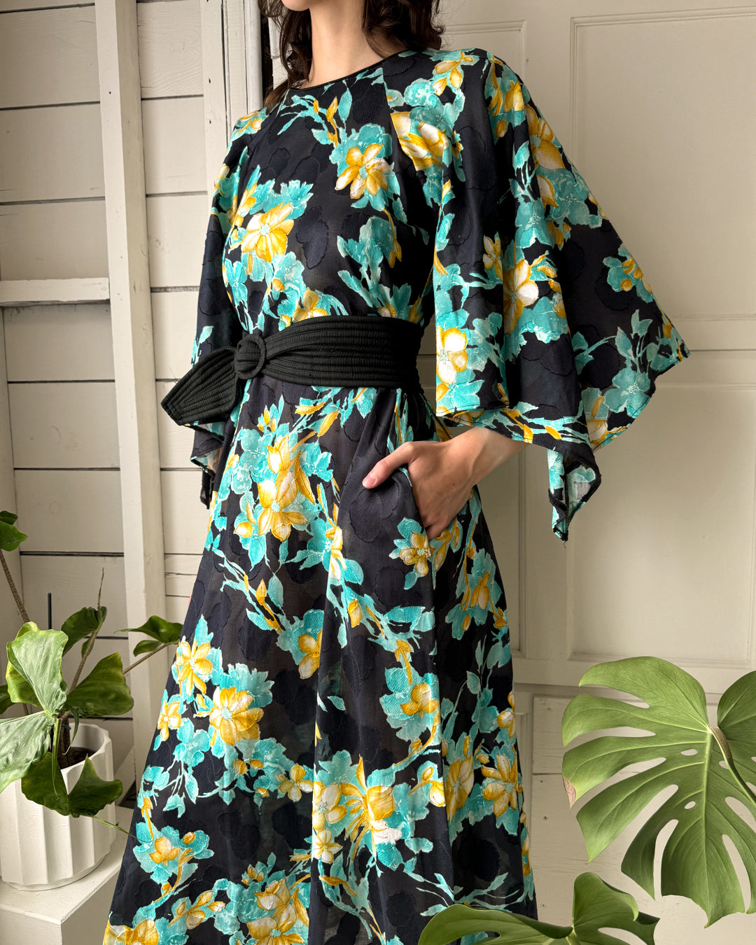 70s Wide Black Silk Belt