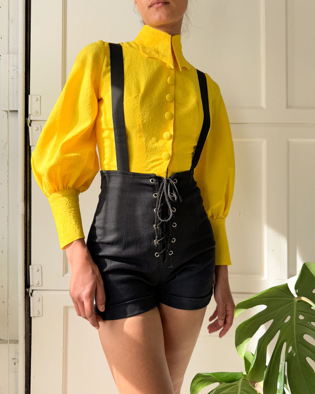 90s Frederick's of Hollywood Suspender Shorts | XS-S