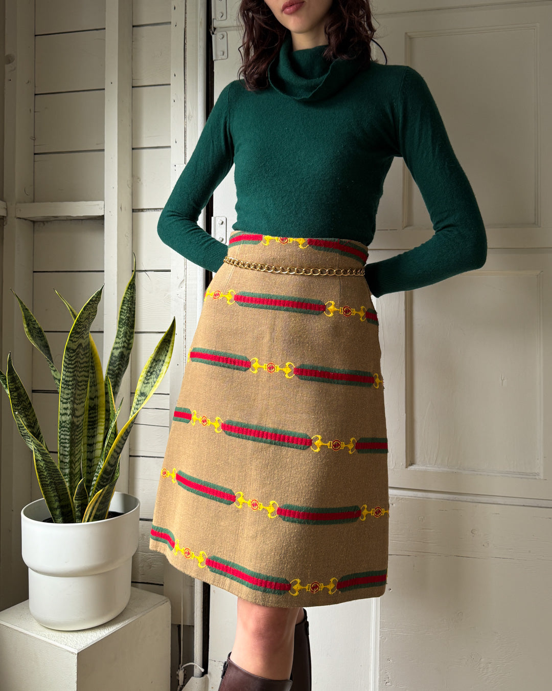 70s Gucci Horsebit Wool Skirt | M