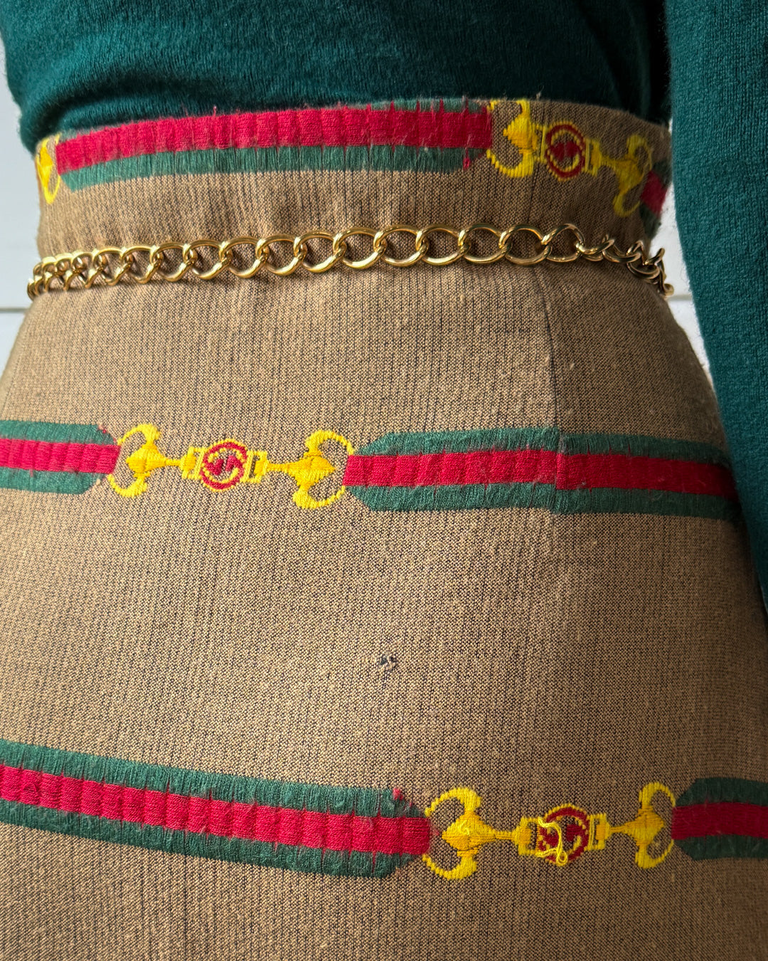 70s Gucci Horsebit Wool Skirt | M