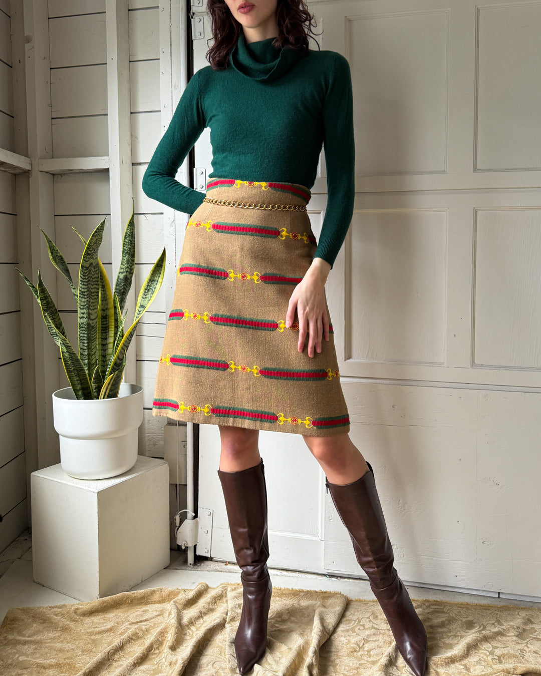 70s Gucci Horsebit Wool Skirt | M