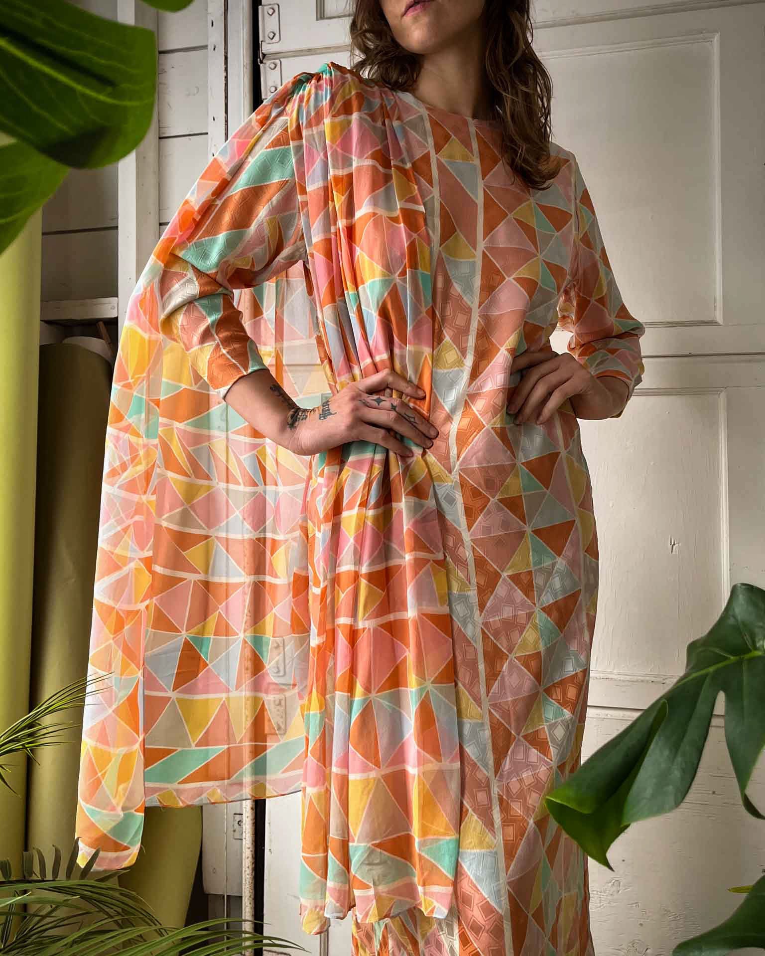 70s Hanae Mori Silk Dress | L