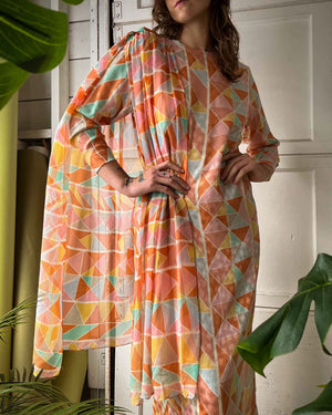 70s Hanae Mori Silk Dress | L