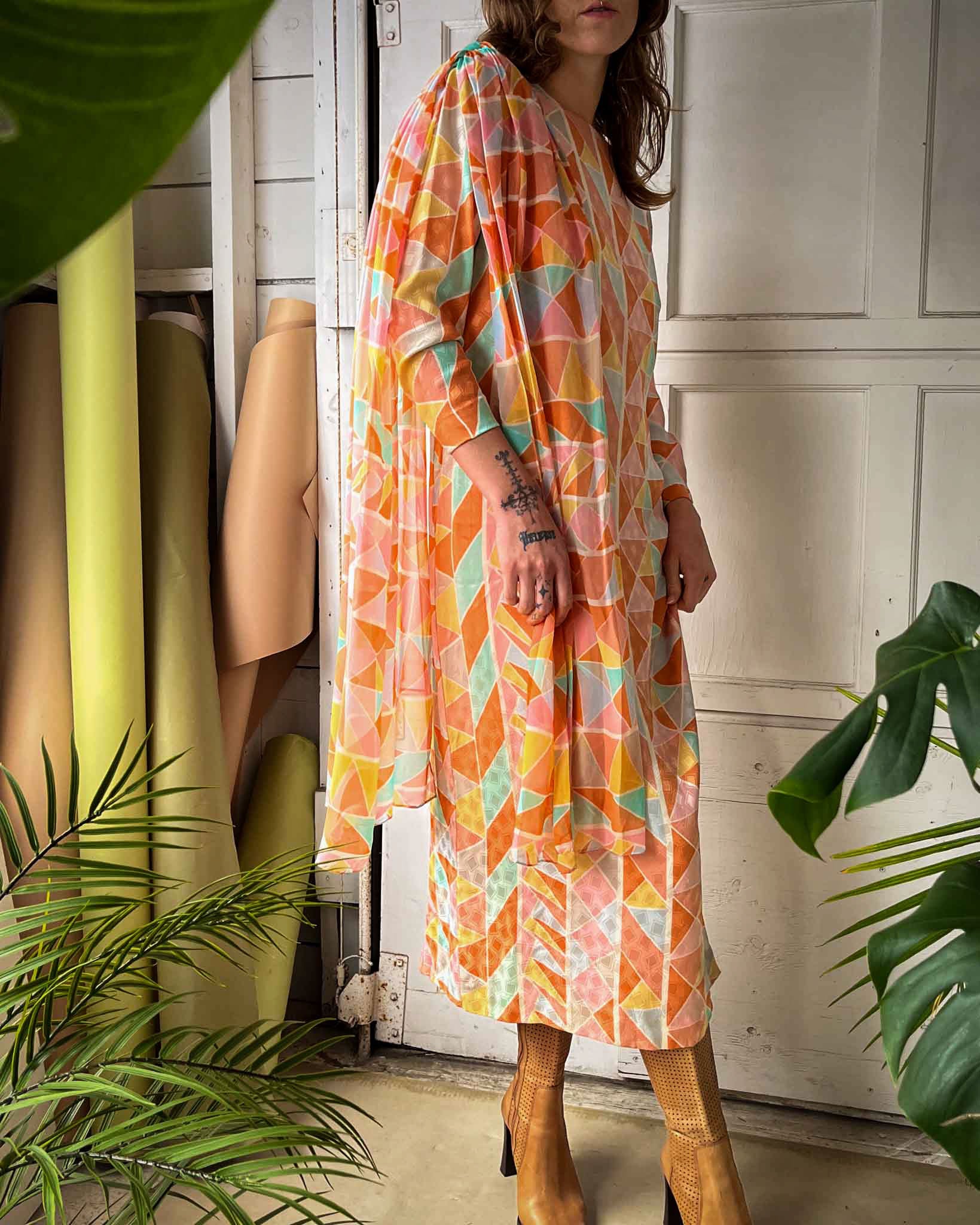 70s Hanae Mori Silk Dress | L