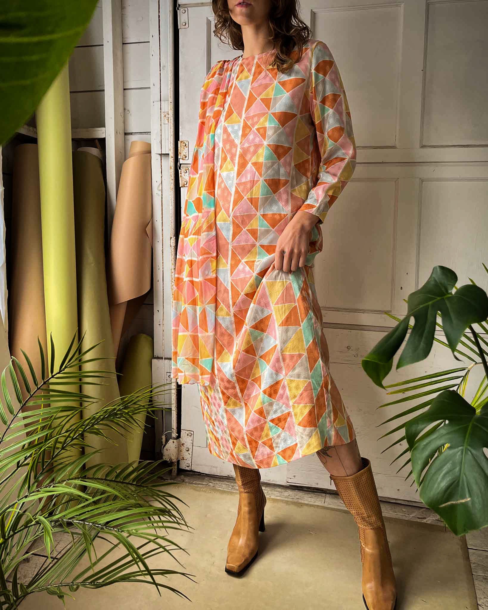 70s Hanae Mori Silk Dress | L