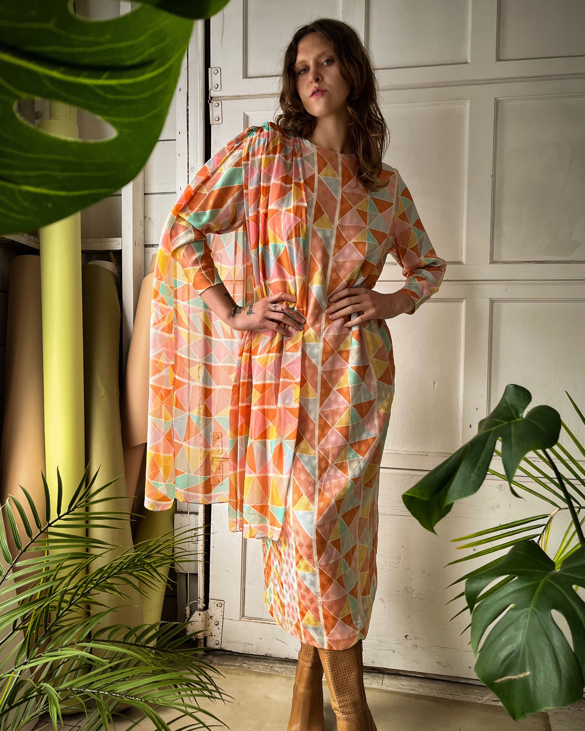 70s Hanae Mori Silk Dress | L