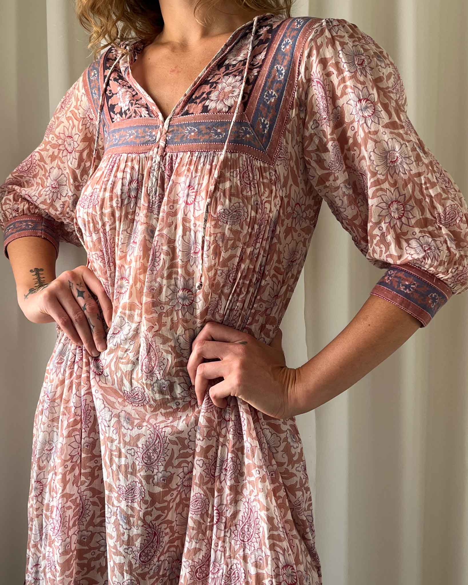 70s Ritu Kumar Indian Cotton Dress | XS-M 70s Ritu Kumar Indian Cotton Dress | XS-M